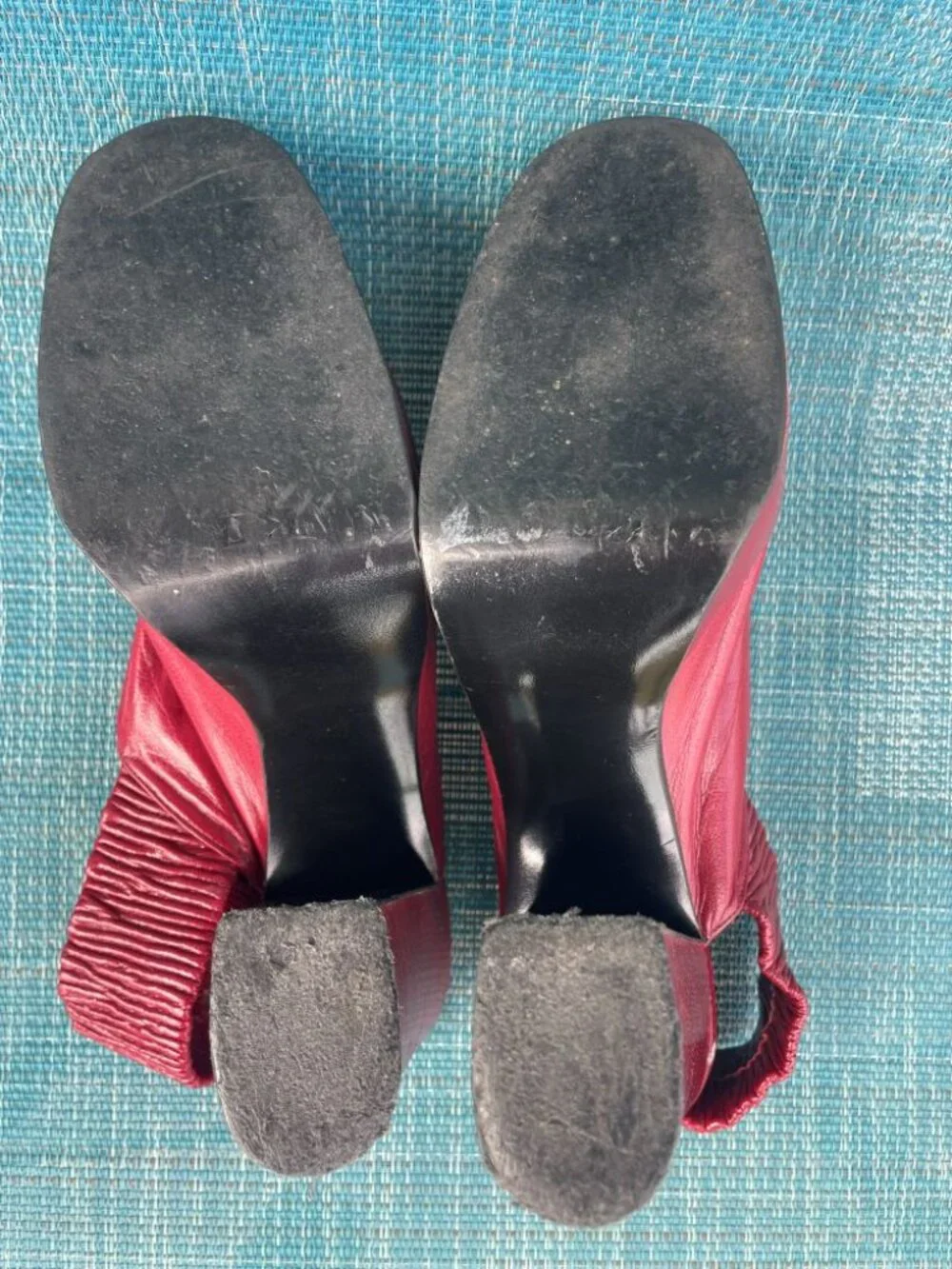 1970s Vintage Platform Slingbacks – cranberry red, size 7